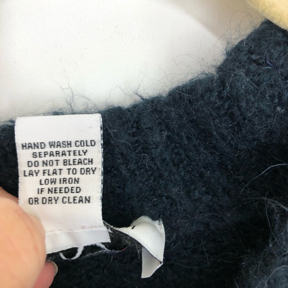 Magaschoni men’s navy and gray wool alpaca blend striped sweater - Picture 3 of 5